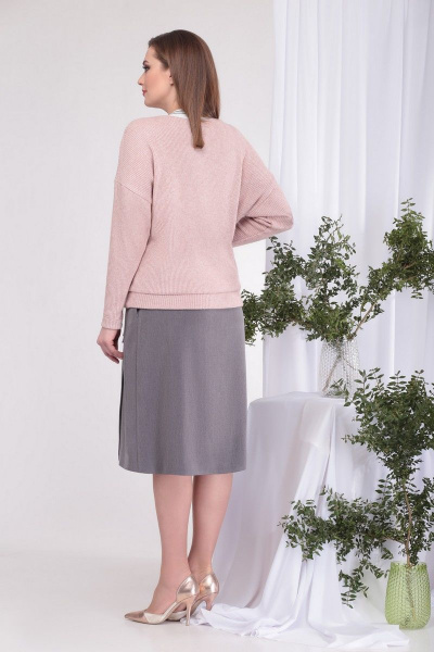 Джемпер, юбка Karina deLux B-384С розовый-серый - фото 4