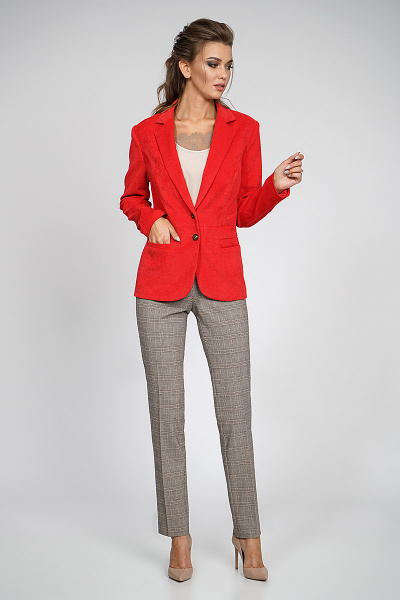 Блуза, брюки, жакет Alani Collection 761 красный+серый - фото 2