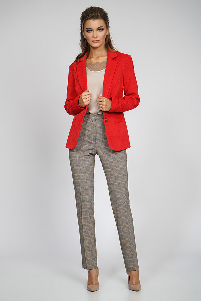 Блуза, брюки, жакет Alani Collection 761 красный+серый - фото 1