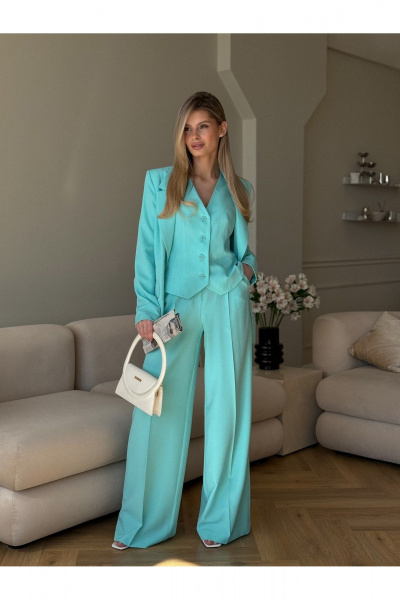 Брюки, жакет, жилет Dilana VIP 1993 мята_тиффани - фото 1