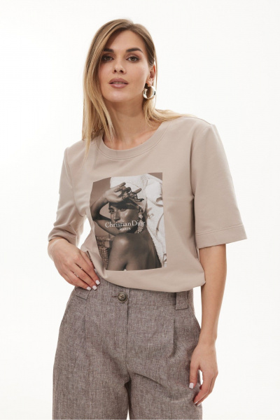 Футболка NiV NiV fashion 421 бежевый - фото 6
