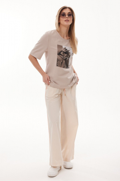 Футболка NiV NiV fashion 421 бежевый - фото 2