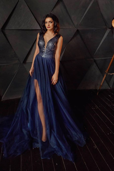 Платье Lady Lusso 28-20 синий - фото 2
