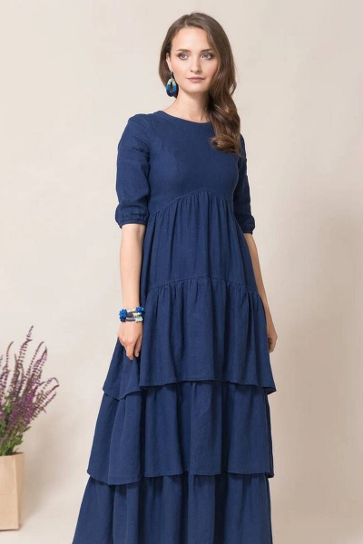 Платье Ружана 437-2 синий - фото 5