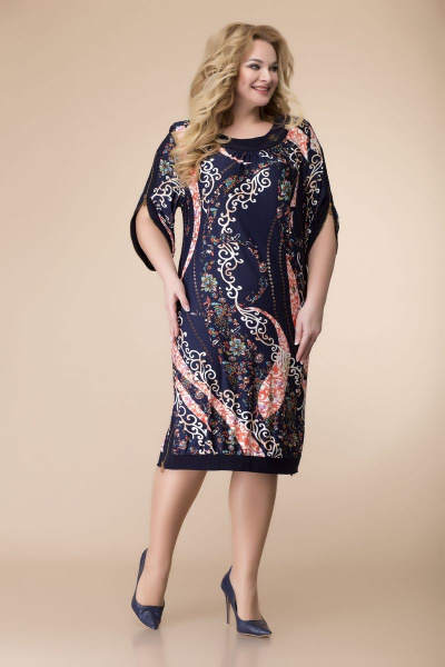 Платье Romanovich Style 1-1080 синий\лосось - фото 2