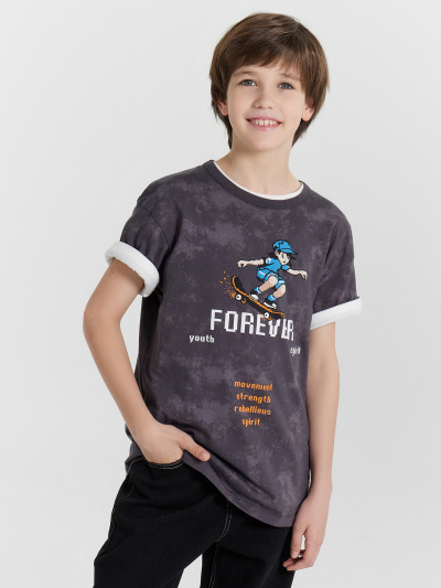 Футболка Mark Formelle 113448/24-32724ПП-0 серый_acid_wash_печать_3_сл_на_пол - фото 76