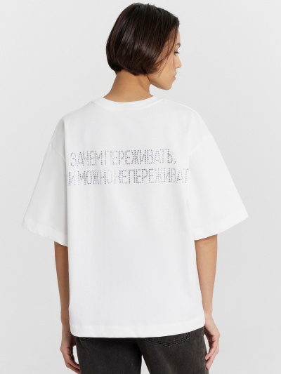 Футболка Mark Formelle 112961/24-29525П-0 белый_печать11_1сл_аппликация_из_страз_спинка - фото 37