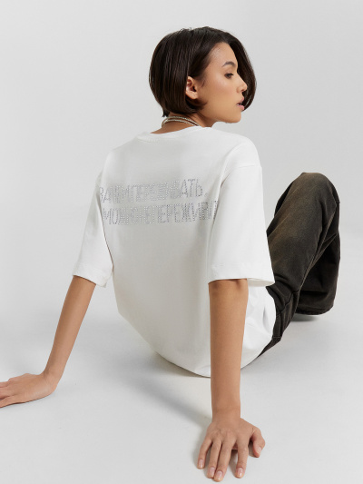 Футболка Mark Formelle 112961/24-29525П-0 белый_печать11_1сл_аппликация_из_страз_спинка - фото 41