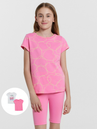 Футболка Mark Formelle 117892-2/25-36236П-0 белый_сердечки_на_розовом_3_сл_1изд_печ_на_пол - фото 22