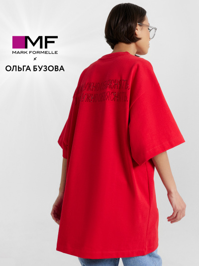 Футболка Mark Formelle 112949/24-33319П-0 красная_аура_печать_1сл_аппликация_из_страз_спинка_ - фото 11