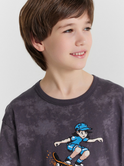 Футболка Mark Formelle 113448/24-32724ПП-0 серый_acid_wash_печать_3_сл_на_пол - фото 16