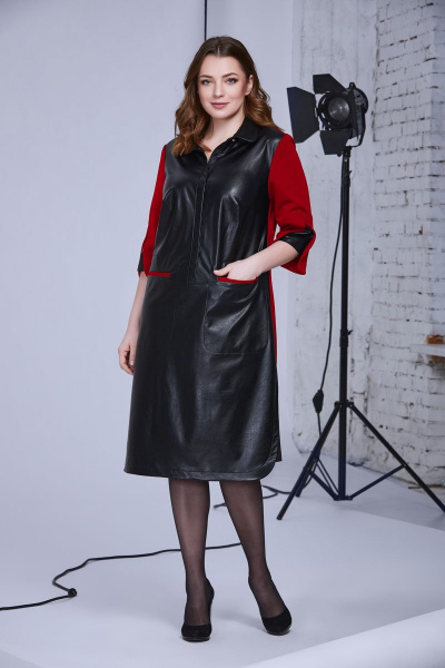 Платье Andrea Style 0339 черный+красный - фото 2