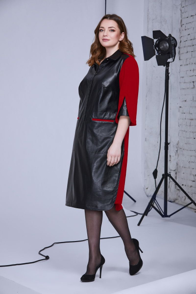 Платье Andrea Style 0339 черный+красный - фото 1