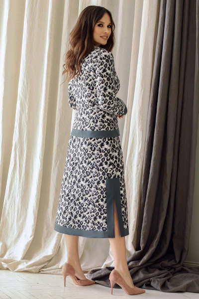 Жакет, юбка Мода Юрс 2635 серый-леопард - фото 3