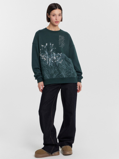 Свитшот Mark Formelle 122969/24-30489П-7 т.зеленый_печать_3_сл_на_пол - фото 80
