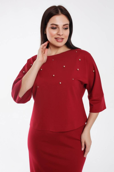 Блуза, юбка Gold Style 2462 красновато-бордовый - фото 2