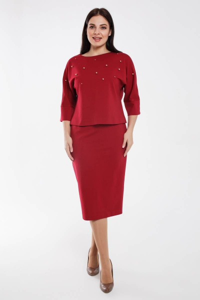 Блуза, юбка Gold Style 2462 красновато-бордовый - фото 1
