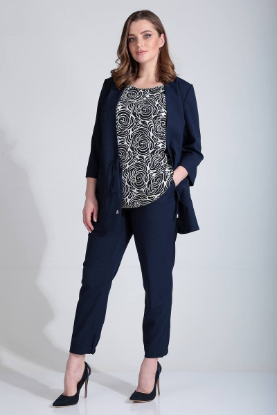 Блуза, брюки, жакет Liona Style 774 темно-синий - фото 2