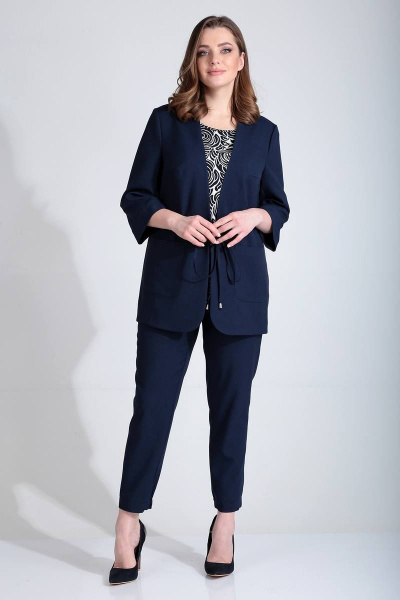 Блуза, брюки, жакет Liona Style 774 темно-синий - фото 1