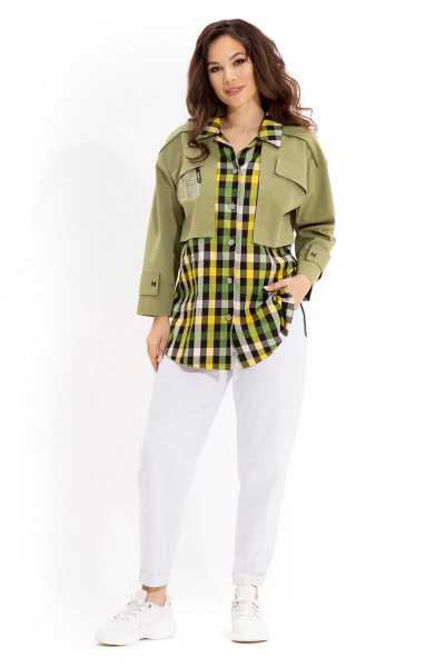 Блуза, брюки Магия моды 1890 зеленый+белый - фото 1