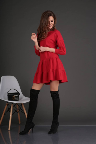 Платье DoMira 01-570 красный - фото 2