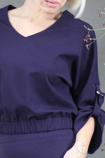 Блуза, юбка Стильная леди М-227 фиолетовый - фото 2