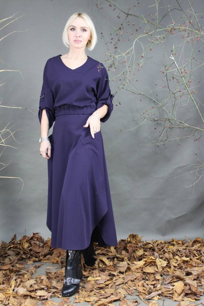 Блуза, юбка Стильная леди М-227 фиолетовый - фото 1