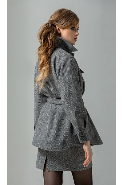 Водолазка, пальто, юбка Diva 1268-1 серый+черный - фото 2