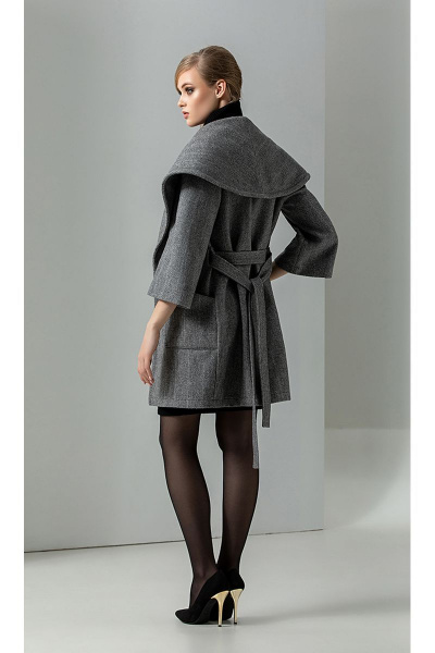 Пальто, платье Diva 1273-1 серый+черный - фото 5
