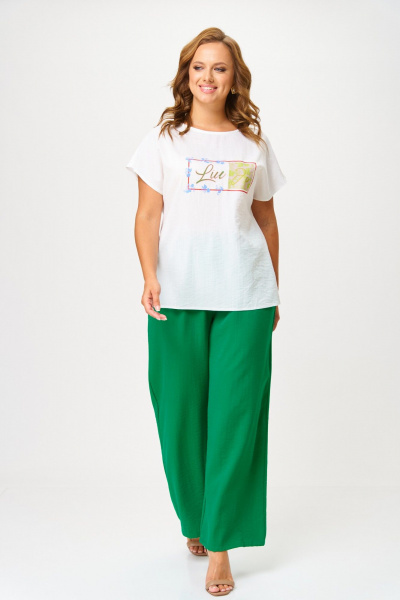 Брюки, жакет, топ ANASTASIA MAK 1290 зеленый+молочный - фото 10