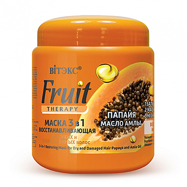 Маска для волос Belita FRUIT Therapy-Маска ВОССТАНАВЛИВАЮЩАЯ 3в1для сухих/повр/волос ПАПАЙЯ - фото 1