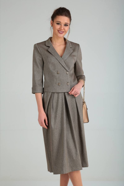 Жакет, юбка Viola Style 2655-1 серый - фото 2