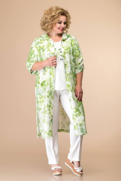 Блуза, брюки, кардиган Romanovich Style 3-2006 зелень-белый - фото 2