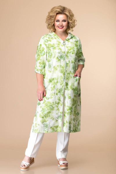 Блуза, брюки, кардиган Romanovich Style 3-2006 зелень-белый - фото 1