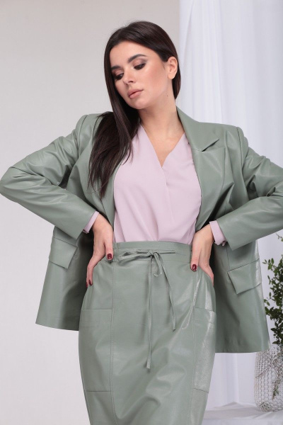 Блуза, жакет, юбка Karina deLux B-391 светло-салатолвый - фото 3