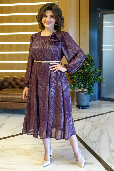Платье Alani Collection 2380 бордо - фото 7