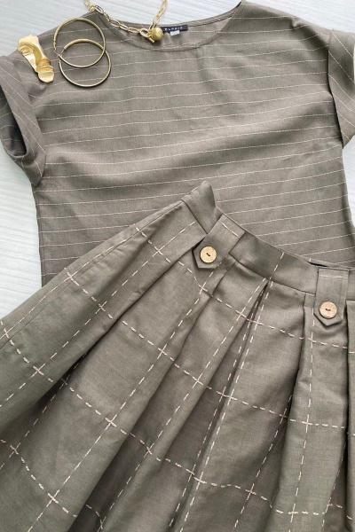 Топ, юбка ElPaiz 627 олива - фото 2