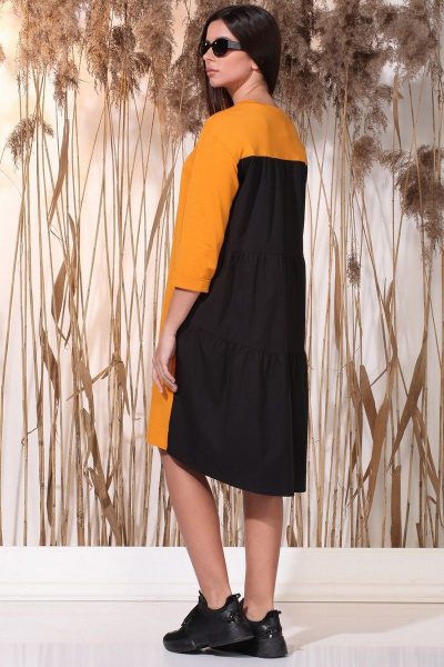 Платье Faufilure С1157 черно-оранжевый - фото 5