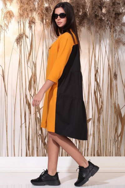 Платье Faufilure С1157 черно-оранжевый - фото 4