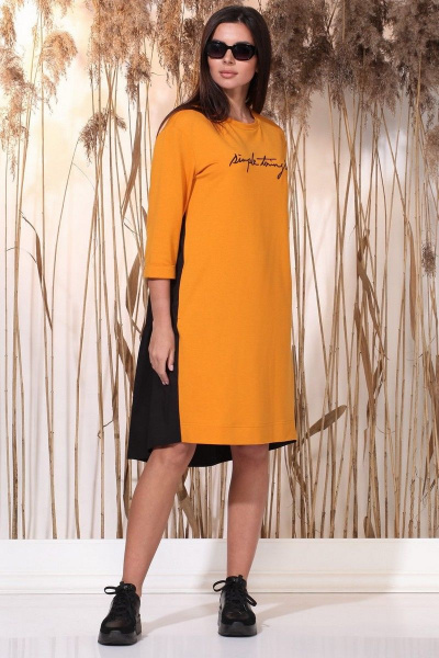 Платье Faufilure С1157 черно-оранжевый - фото 3