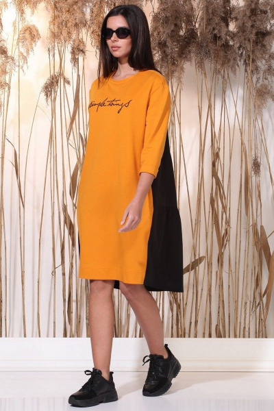 Платье Faufilure С1157 черно-оранжевый - фото 2