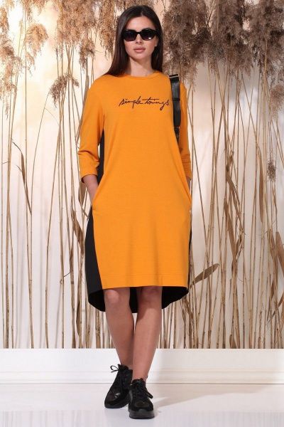 Платье Faufilure С1157 черно-оранжевый - фото 1