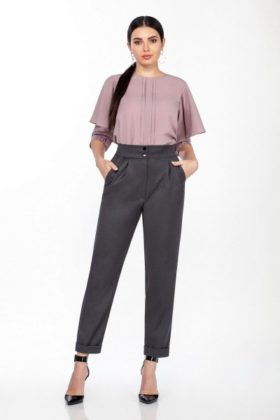 Блуза, брюки LaKona 1364/1 темно-серый-капучино - фото 1