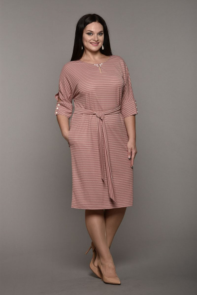 Платье Lady Style Classic 1525 бл.розовая_полоска - фото 1