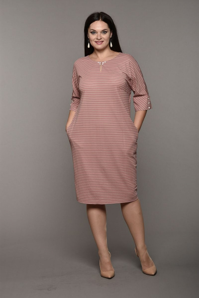 Платье Lady Style Classic 1525 бл.розовая_полоска - фото 3