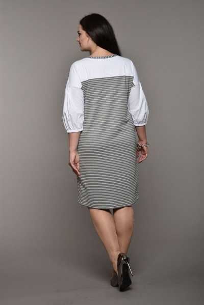 Платье Lady Style Classic 1571 серый+полоска - фото 2