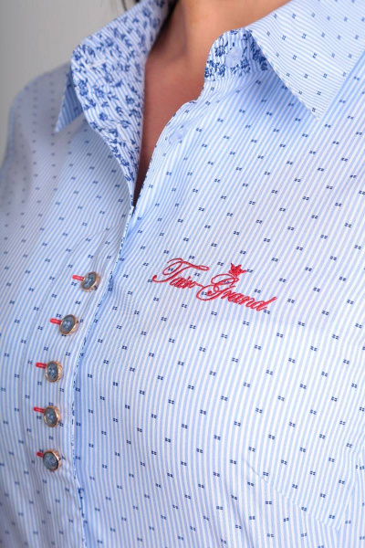 Блуза Таир-Гранд 62301 синяя_точка/красная_вышивка - фото 2