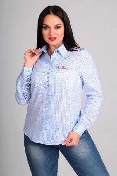 Блуза Таир-Гранд 62301 синяя_точка/красная_вышивка - фото 1