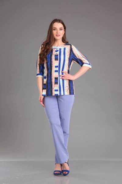 Блуза, брюки Viola Style 20489 голубой - фото 1