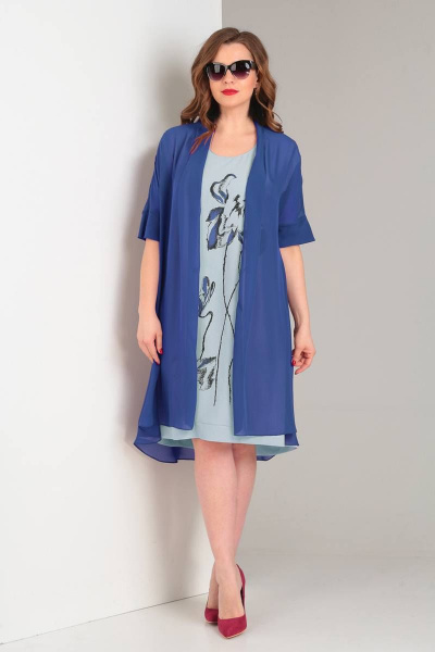 Накидка, платье Viola Style 5484 синий_-_серо-голубой - фото 1